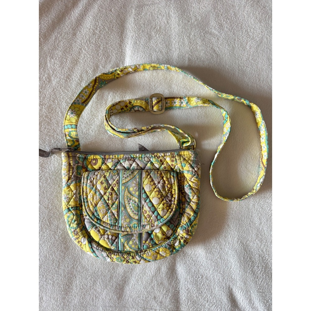 Vera Bradley retired Lemon Parfait pattern Quilted Crossbody Bag Paisley Floral